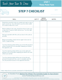 Learn To Drive Checklist - Step 7