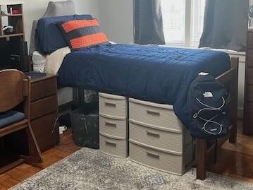 Boy dorm room at auburn university with twin comforter size for a twin xl bed